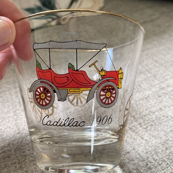 Hazel Atlas set of two cocktail lowball whiskey glasses antique cars. - Picture 4 of 11